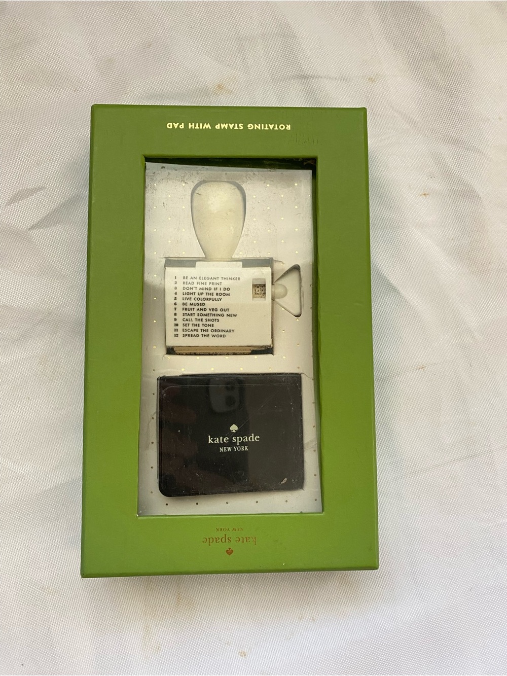 kate spade Green and Black Gift Set - Rotating Stamp with Pad